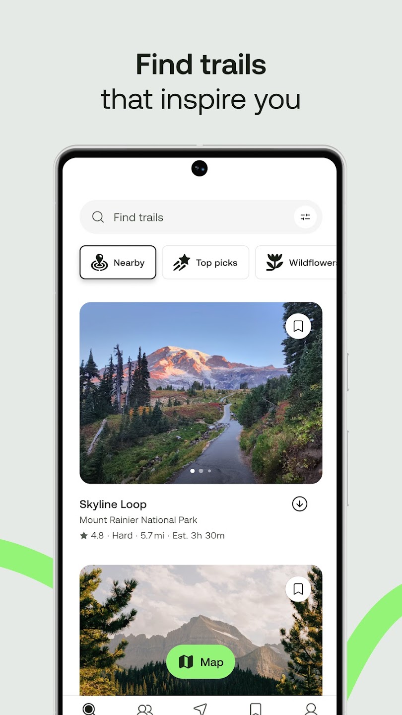 AllTrails trail discovery screenshot