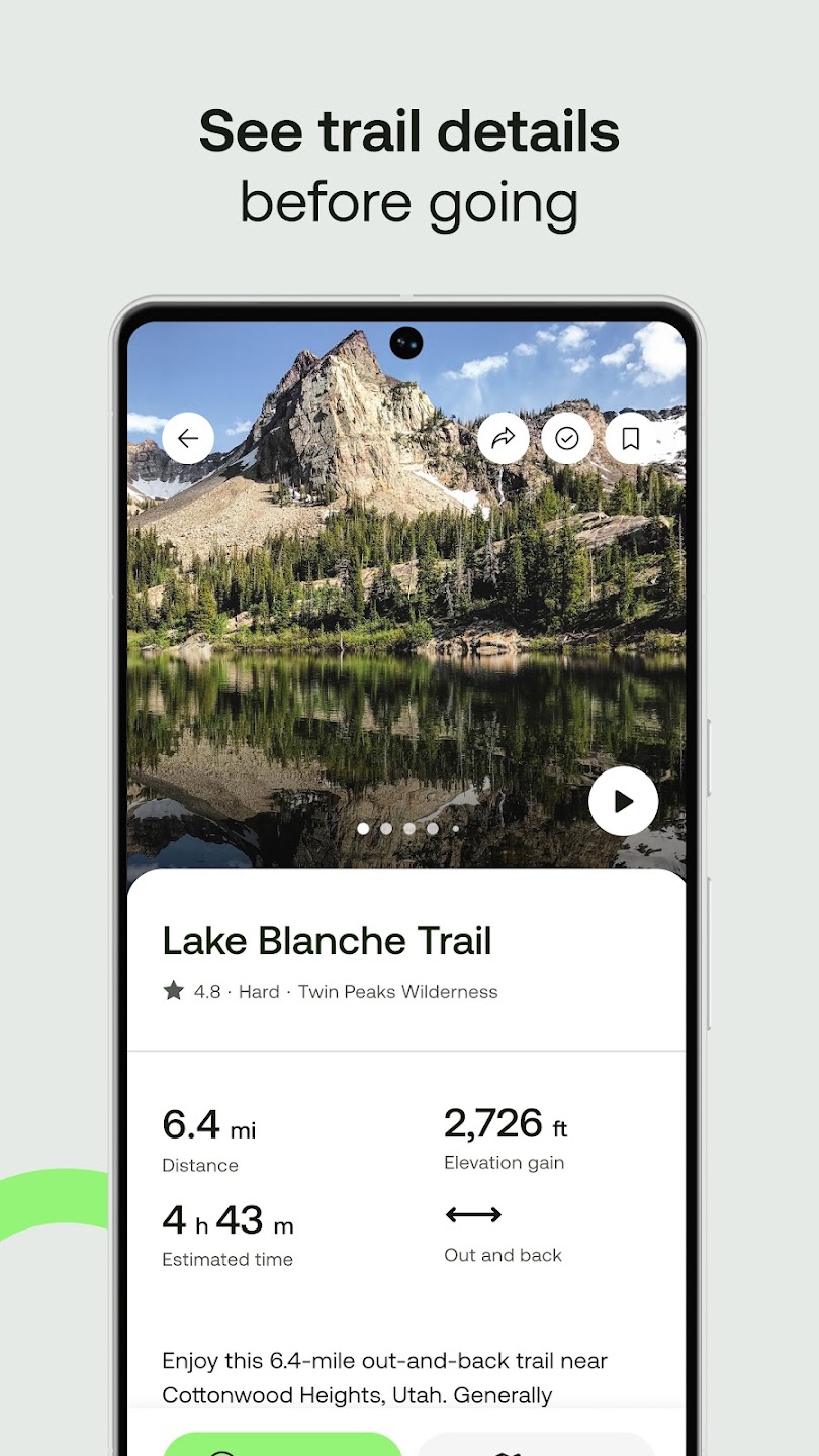 AllTrails map and elevation screenshot