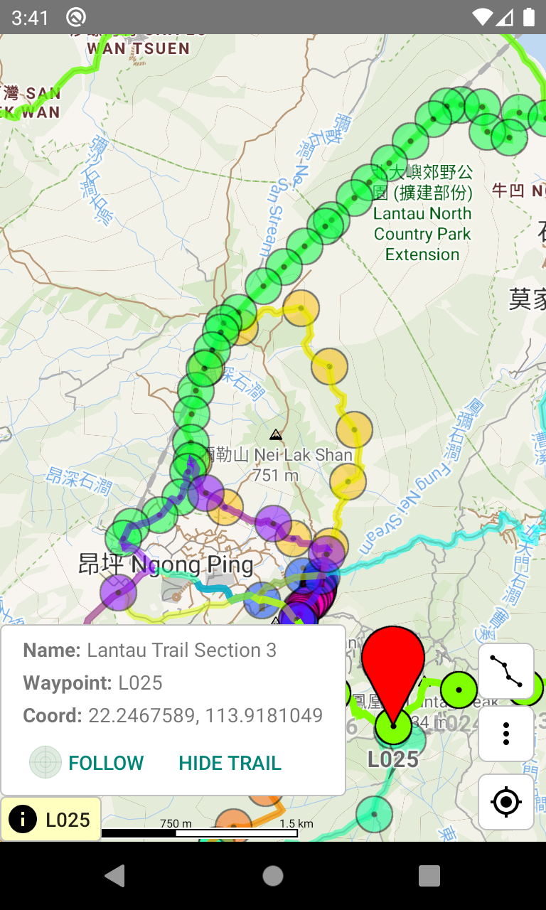Hiking Trail HK route drawing screenshot