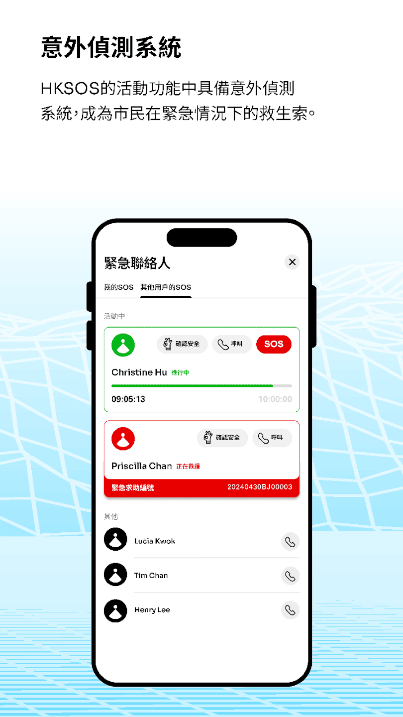 HKSOS emergency contact screenshot