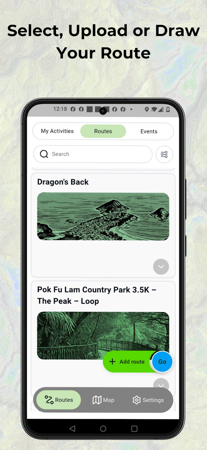 WayMe hiking app route planning screenshot