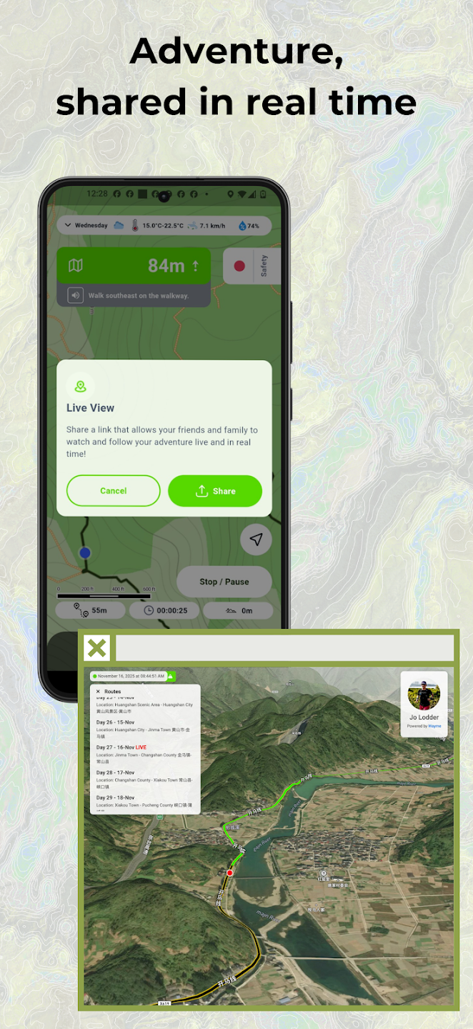 WayMe live tracking screenshot