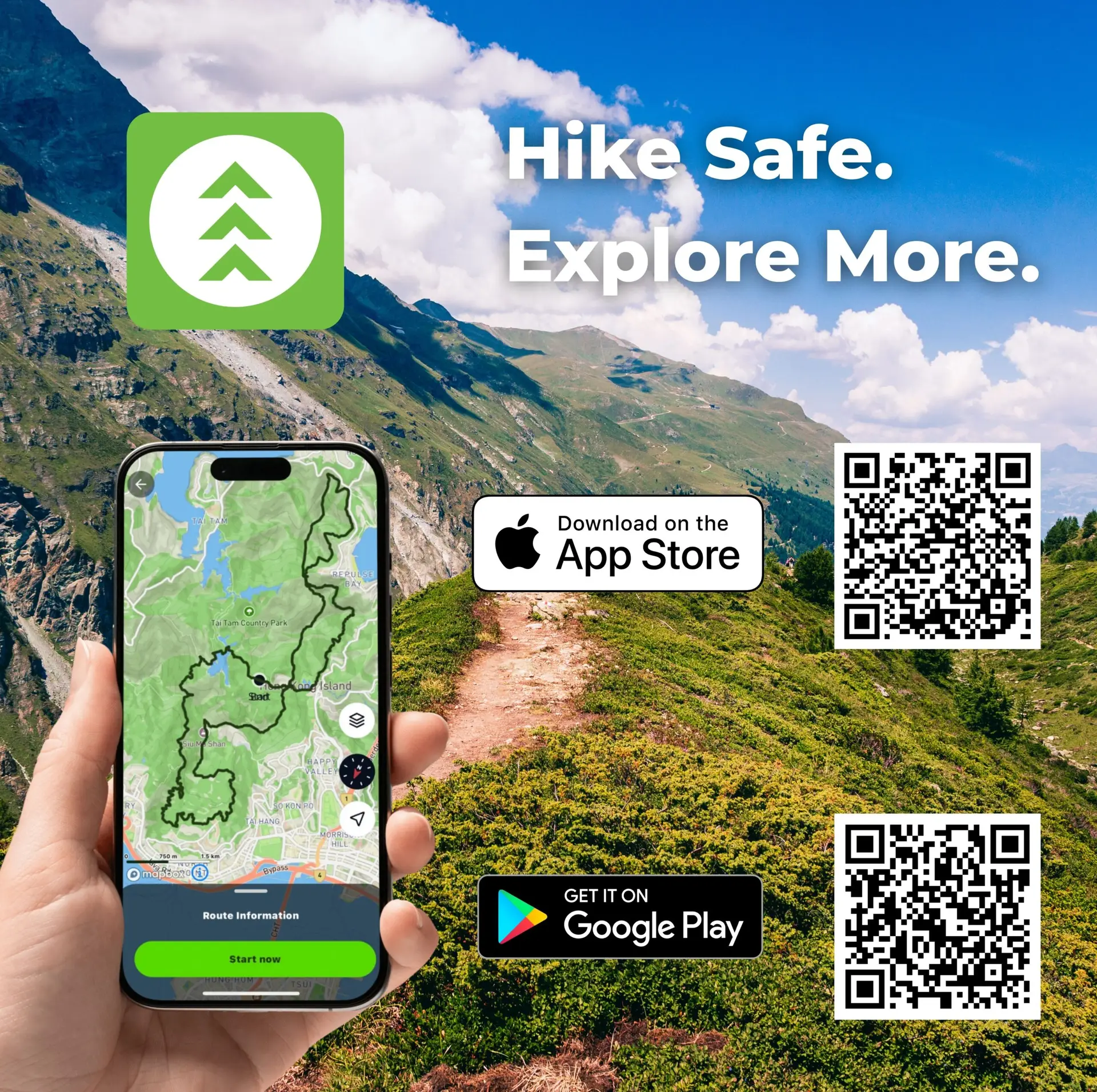 WayMe Banner. Hike Safe. Explore More.