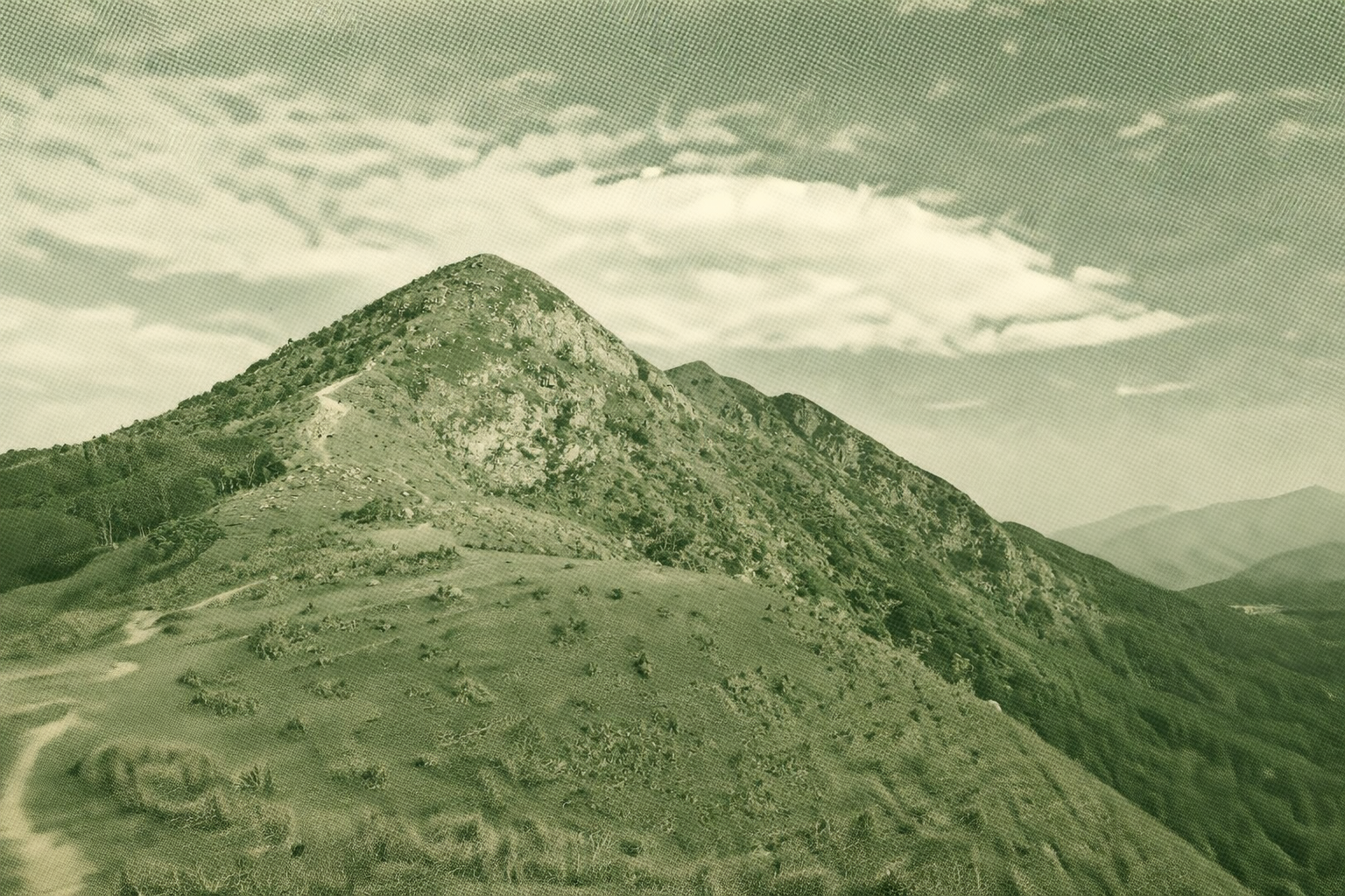 Hong Kong hiking landscape in WayMe's green manga-inspired style