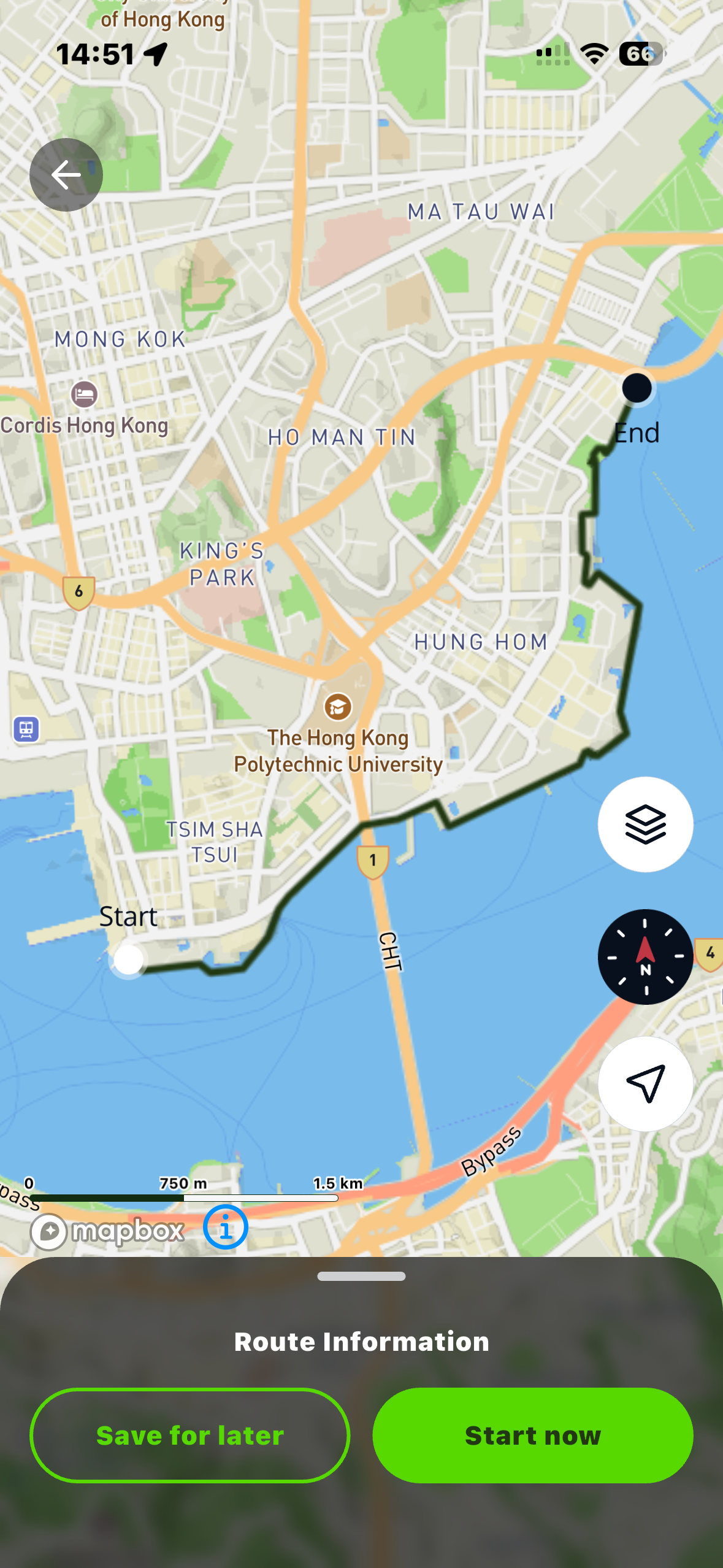 Route overview map for Twin Piers Moonlit Walk