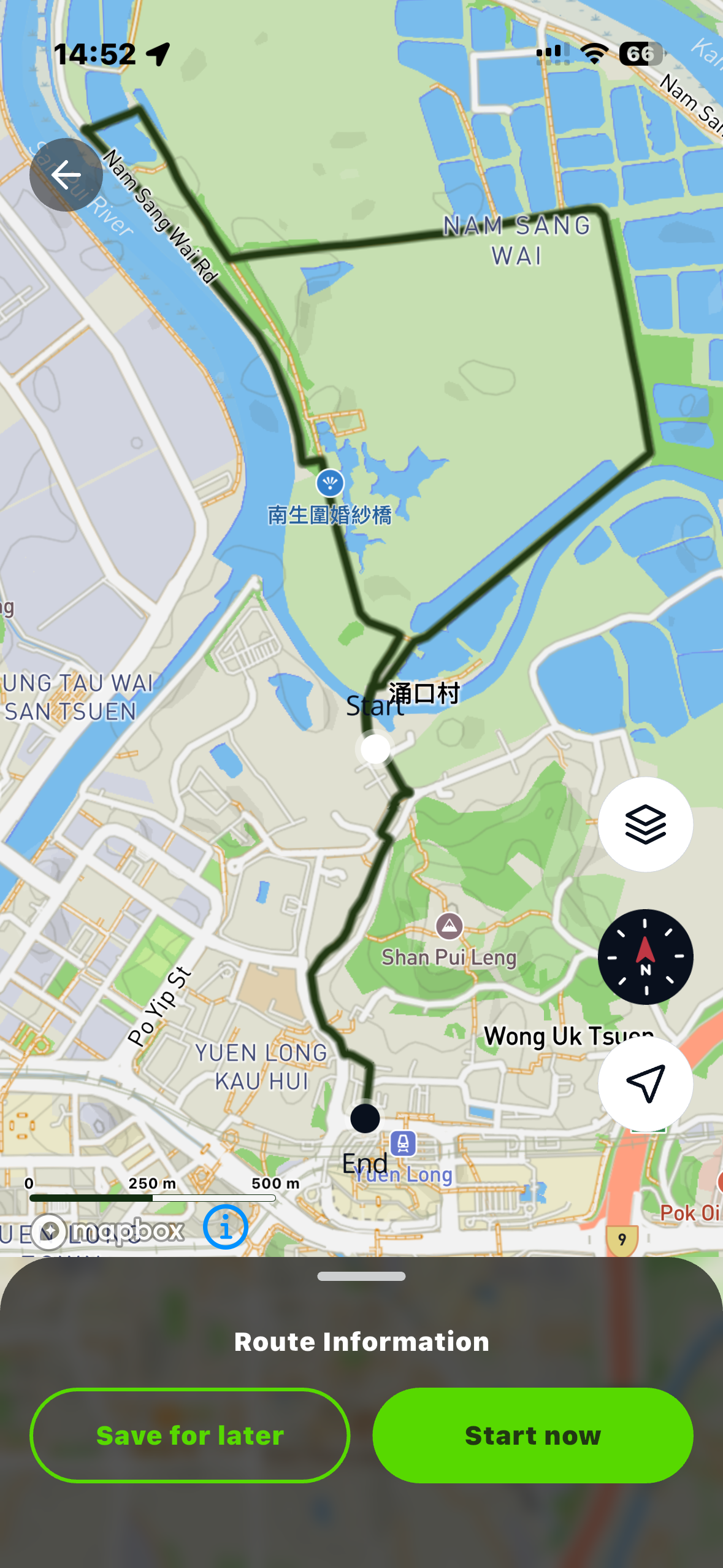Route overview map for Nam Sang Wai Riverside Walk